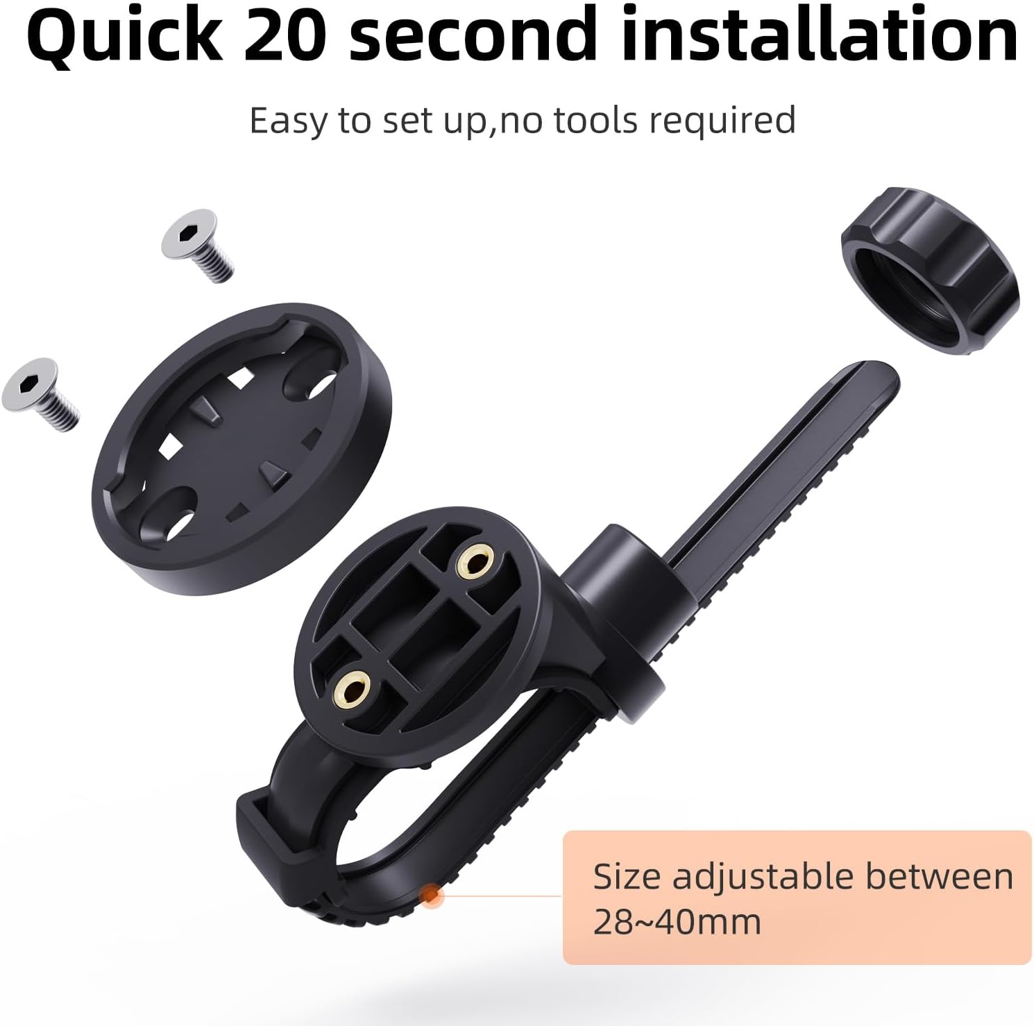 Out-Front Bike Mount Compatible with Garmin Edge, iGPSPORT, XOSS, CooSpo Magene, CYCPLUS GPS Cycling Computer&Lights Adjusted Between 28~40mm Suitable for Round Tube&Flat Handlebars(S12) image 5