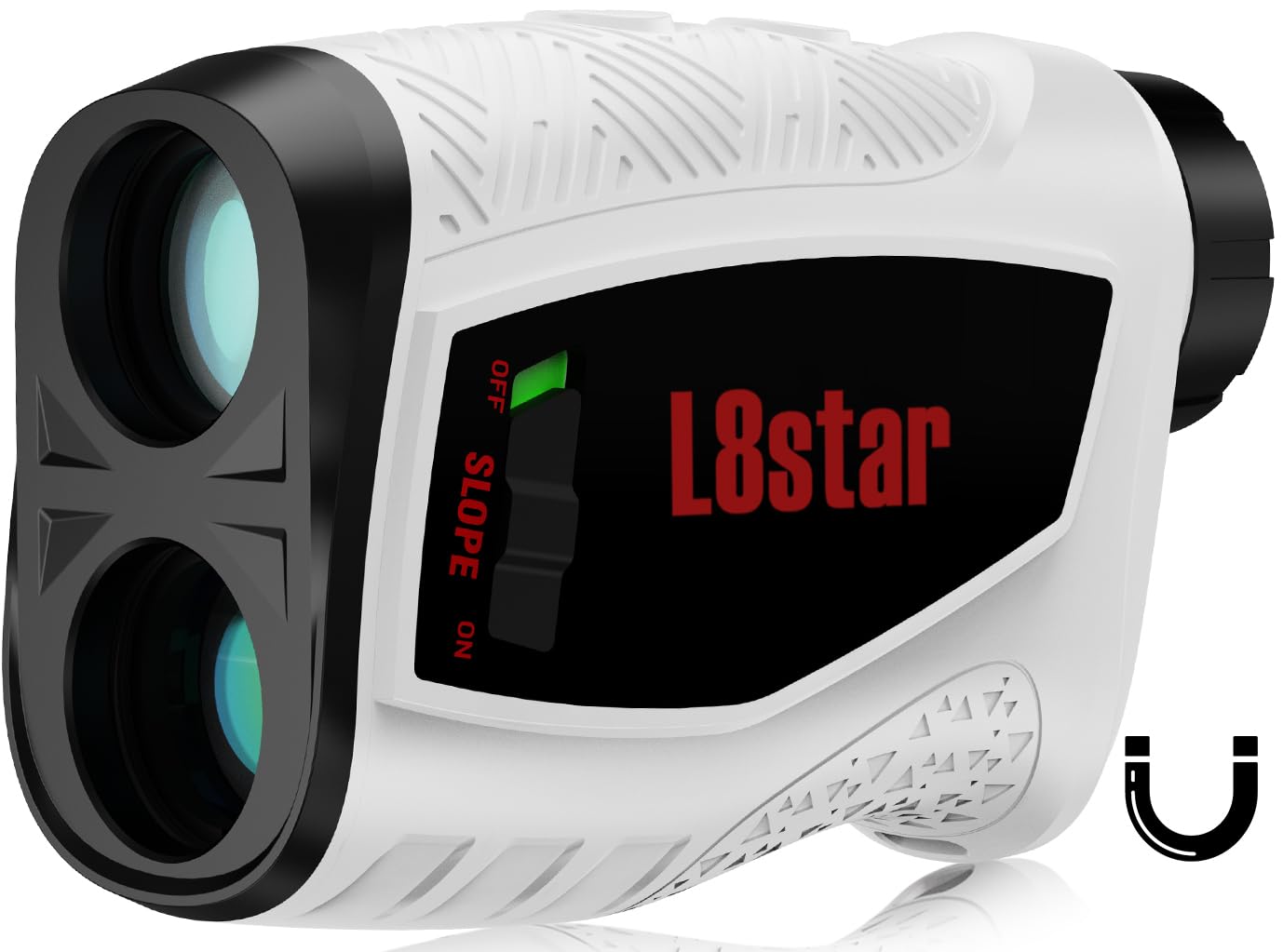 L8star Range Finder with Magnetic Strip, 1300 Yards Golf Rangefinder with Pulse Vibration Slope, High-Precision Fast Flagpole Lock Range Finder for Golf,Hunting (Black White), PF9 PRO