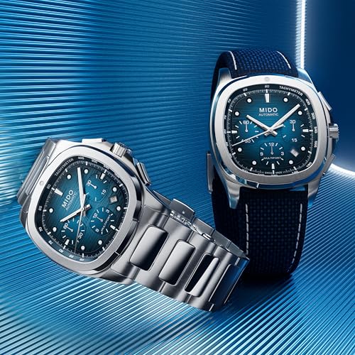 Image of MIDO Multifort TV Chronograph - Swiss Automatic Watch for Men - 41.2 x 42mm Case - Stainless Steel Bracelet Plus Additional Strap