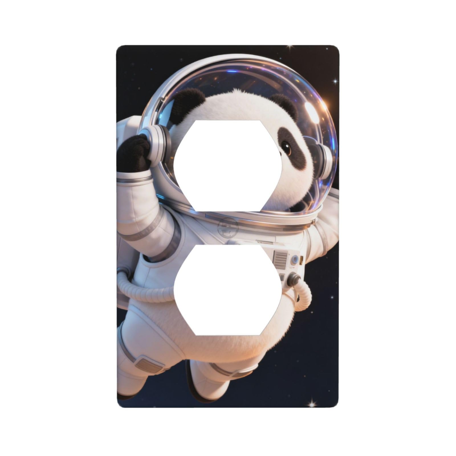 Panda Astronaut Space Decorative Switch Plate Cover-Unbreakable Polycarbonate Wall Plate for Home Office, 1 Gang with Screws