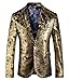 OUYE Men's Golden Black Floral Casual Sport Coat US S-Chest 34