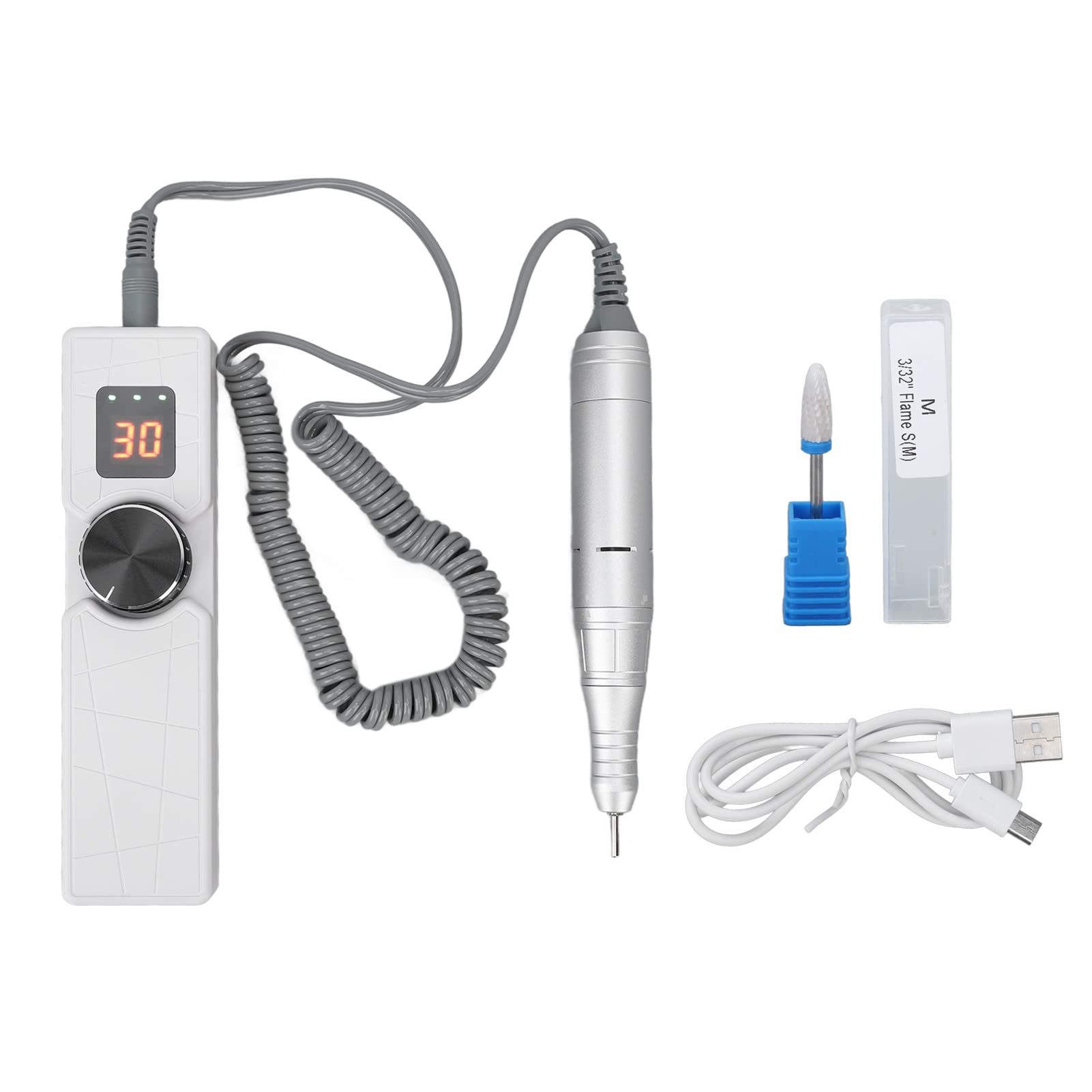 Generic Macchina per trapano per unghie LCD, portatile, ricarica USB, lima elettrica per unghie con velocità regolabile 0 a 30000 giri/min, per manicure e pedicure a casa e in salone