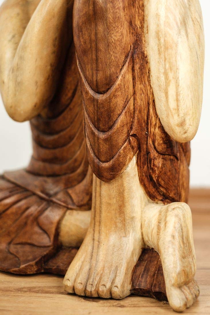 Livasia Bouddha en Bois de Bali, Statue bouddhique, Sculpture en Bois Massif, Durable et Fait Main (50 cm)