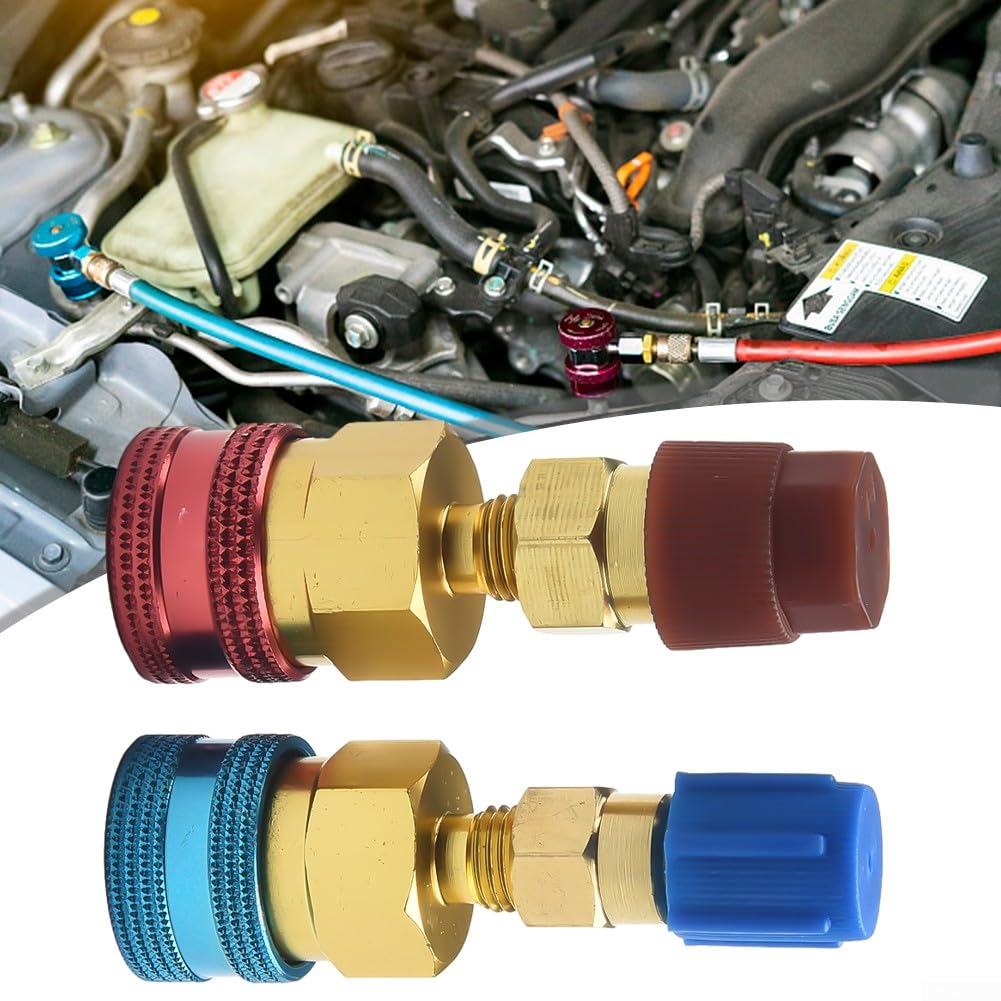 Lot de 2 adaptateurs de connecteur de coupleur rapide, adaptateur R1234yf vers R134a, kit de conversion de connecteur latéral haut et bas pour charge CA R-1234yf système de climatisation raccord de