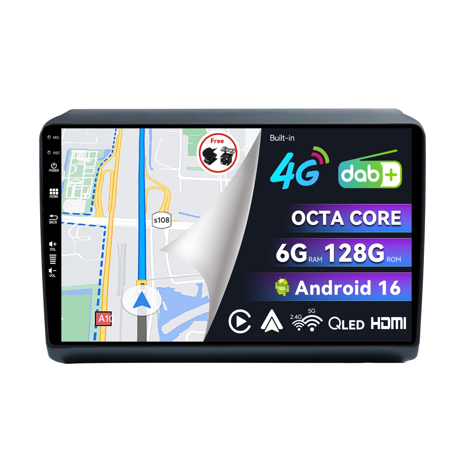 [Eingebaut 4G DAB]- 6G+128G - Autoradio für FIAT Ducato/Peugeot Boxer/Citroen Jumper (2006-2015)- Android 16 Radio - Carplay/Android Auto - Kamera - QLED 9 Zoll 2 Din - Lenkradsteuerung HDMI