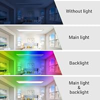 zemty RGB LED Panel Mennyezeti Lámpa 80x25cm 4000LM Távirányítós Dimmelhető 3