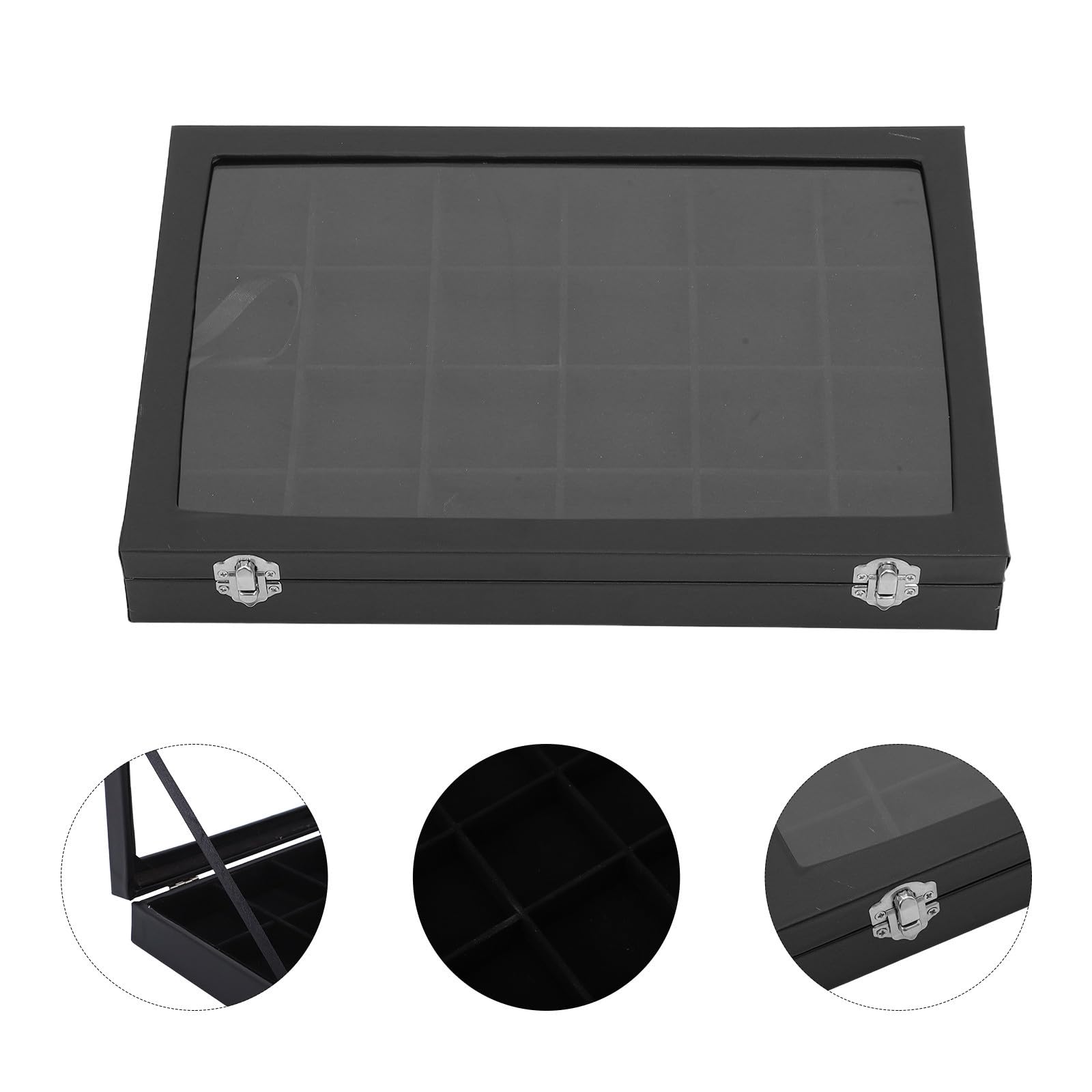 Abaodam Boîte à Thé avec 24 Compartiments en Pu Noir, Organisateur Moderne pour Sachets de Thé et Sucre, Couvercle Protecteur Poussière et Humidité, pour Maison et Bureau