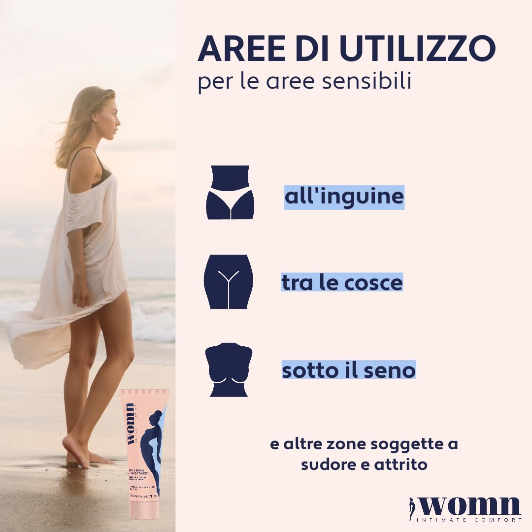 womn Intimate Comfort Dry & Fresh Liquid Powder 50 ml – Polvere Liquida Senza Talco per Zona Intima, Inguine e Sotto il Seno – Assorbe il Sudore, Riduce Sfregamenti e Odori