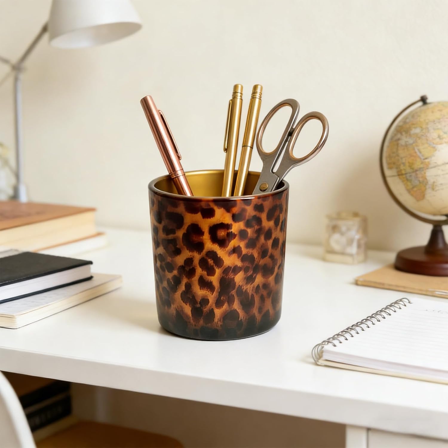 Votive Candle Holder Leopard Print Glass Tea Lights Candle Holder for Floating Candles Wedding Table Centerpiece Holiday Home Decor