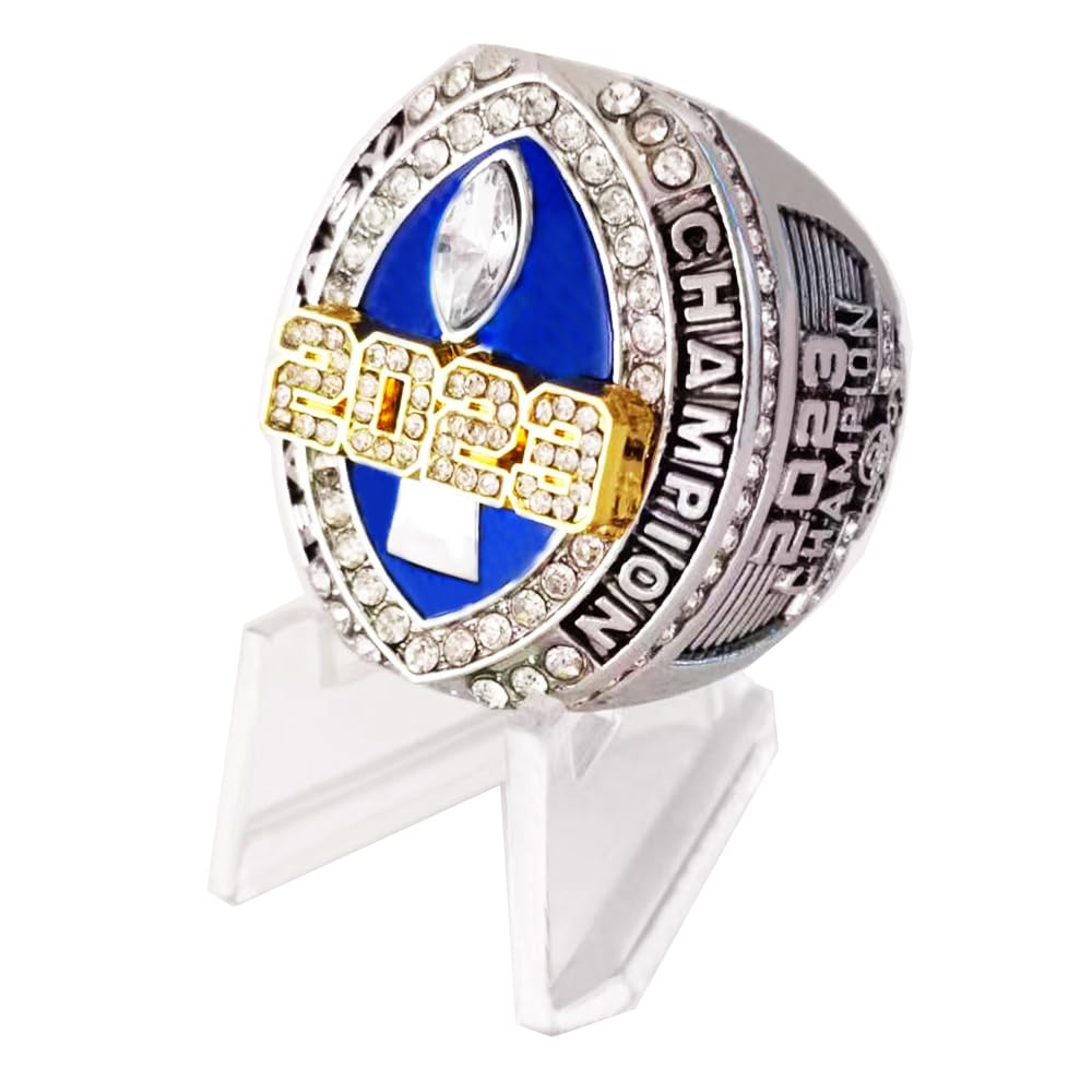 guancrown 2023 Fantasy Football Championship Ring Trophy - Gold And Silver Plated | FFL Champion Ring (size 11, ring included stand)