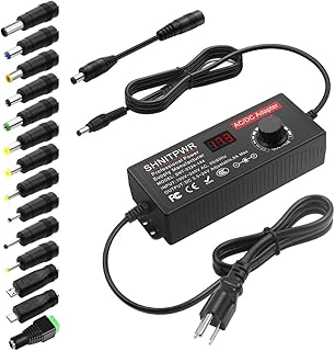 Universal Power Supply DC 24V 12V 5V 6V 9V 14V 19V Adjustable AC/DC Adapter 100V~240V AC to DC Variable Power Converter Multi-Voltage 3.5V ~ 24V 6A 144W Power Adapter 14 Tips LCD Display