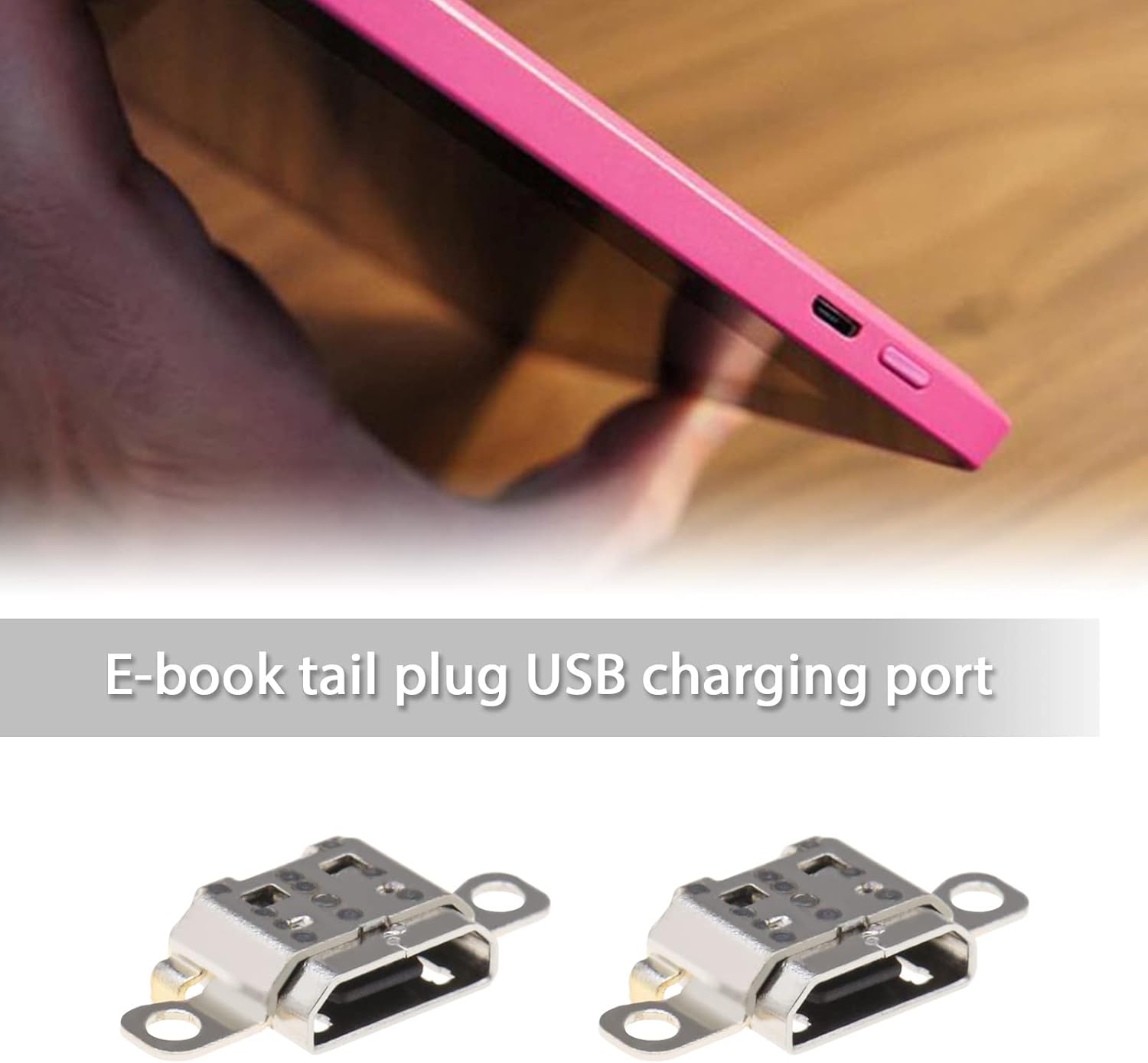 Micro-USB port integrated into an e-reader device