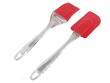 Black Olive Silicon Spatula Oil Brush Set- Multipurpose Non-Sticky Small Spatula and Pastry Brush for Cake Mixer, Cooking, Baking, BBQ, Oil Brush for Kitchen Use (Set of 1, Multicolor)