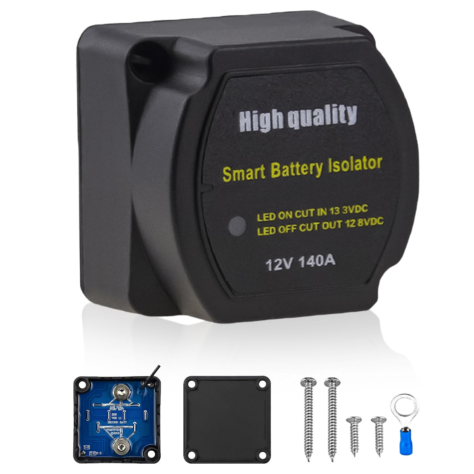 Molbory 12 V/140 A BSR w pełni automatyczny przekaźnik odłączający akumulator, podwójny separator akumulatora, do samochodu, kampera, łodzi