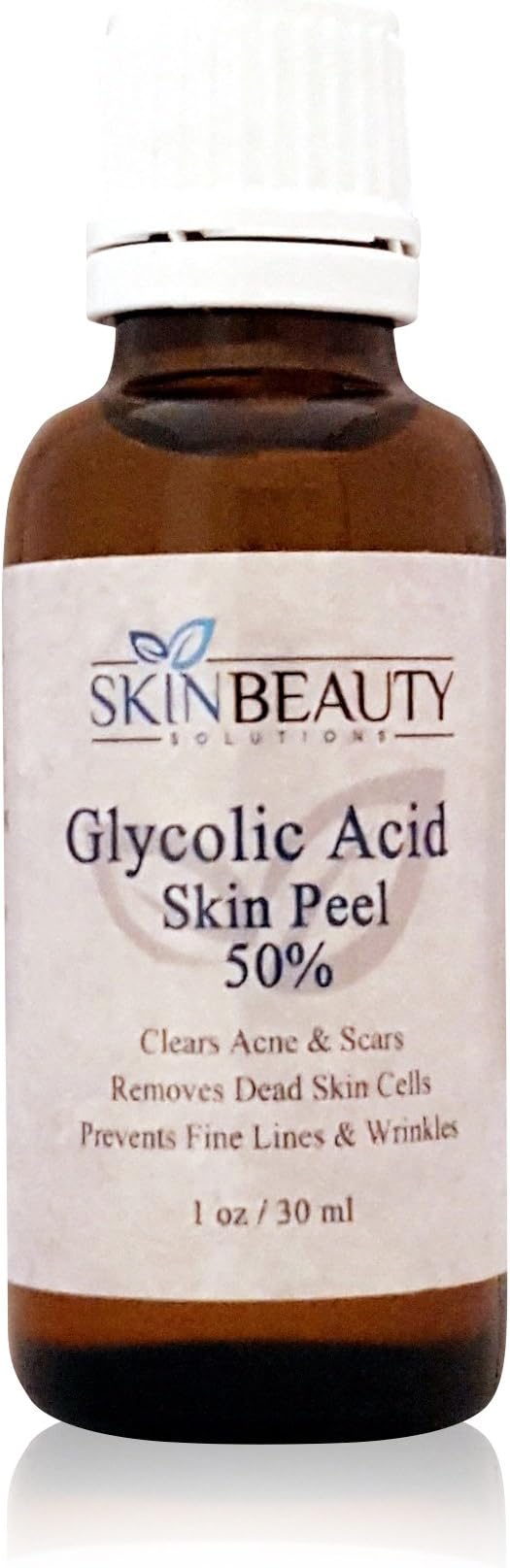 (1 oz/30 ml) GLYCOLIC Acid 50% Skin Chemical Peel - Unbuffered - Alpha Hydroxy (AHA) For Acne, Oily Skin, Wrinkles, Blackheads, Large Pores & More (from Skin Beauty Solutions)