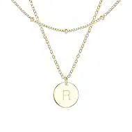 GNIRTSI Gold Layered Initial Necklaces for Women Satellite Chain Choker Disc Letter Y Coin Pendant 14K Gold Plated Minimalist Dainty Trendy Jewelry