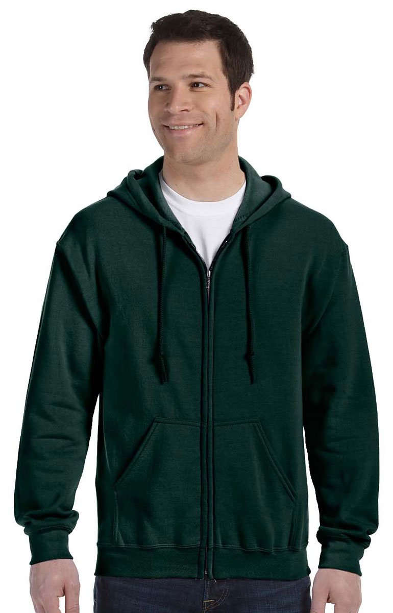 Gildan Heavy Blend Adult Full Zip Hooded Sweatshirt Forest Green M Size