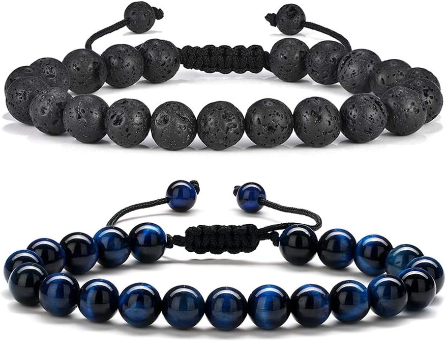 Lava Rock&Blue Tiger Eye Bracelets