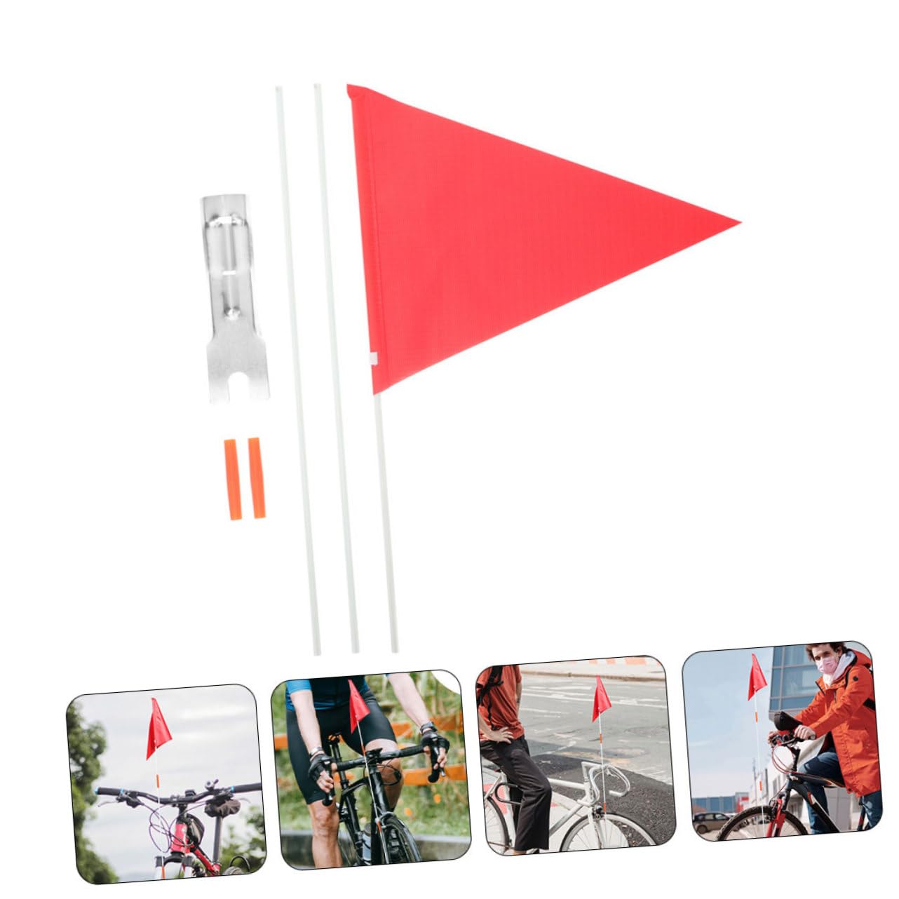 TOYANDONA 5 Piezas Banderín de Seguridad para Bicicleta con Mástil Bandera Portátil para Ciclismo Visible y de Instalar para Bicicletas Scooters y Motocicletas