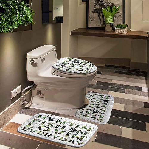 Miniatura 5 de SKAILIÉ Juego de 4 cortinas de ducha de camuflaje de pesca, tablero de madera blanco, cuernos de cabeza de ciervo, caza, vida silvestre, cabaña,