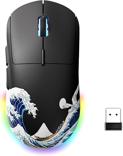 G57 - Mouse inalámbrico para juegos, 8000 DPI, 2.82 oz, 2.4GBluetoothUSB-C, recargable con 5 botones programables para PCMac, color negro