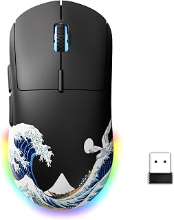 G57 Wireless Gaming Mouse, 8000 DPI, 80g, 2.4G/Bluetooth/USB-C Rechargeable Wireless Mouse with 5 Programmable Buttons for PC/Mac, Black