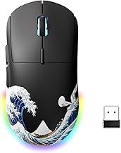 G57 Wireless Gaming Mouse, 8000 DPI, 80g, 2.4G/Bluetooth/USB-C Rechargeable Wireless Mouse with 5 Programmable Buttons for PC/Mac, Black