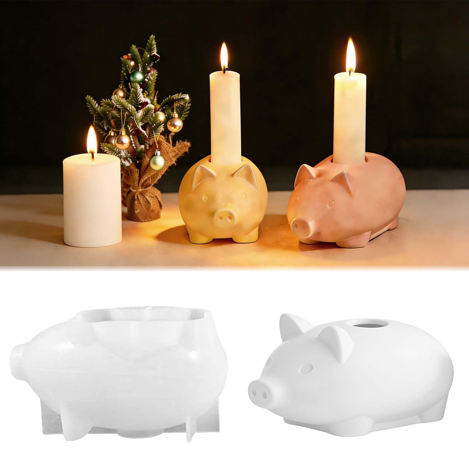 Silikonform Schwein Kerzenhalter FORMVERSITY, Silikonformen Gießformen Schwein Schwein Kerzenständer Silikonform Glücksschwein Gießform, 3D Glücksschwein Silikon Kerzenhalter Form für Diy, Kerzen