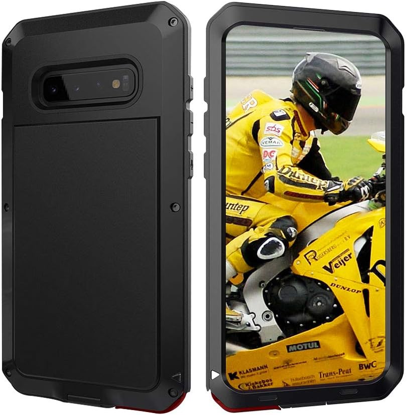 Mitywah Case Compatible for Samsung S10 Plus, Shockproof Heavy Duty Military Grade Protective Rugged Case for Galaxy S10 Plus, Armor Metal Tough Case with Reinforced Hard Bumper Frame for S10+, Black
