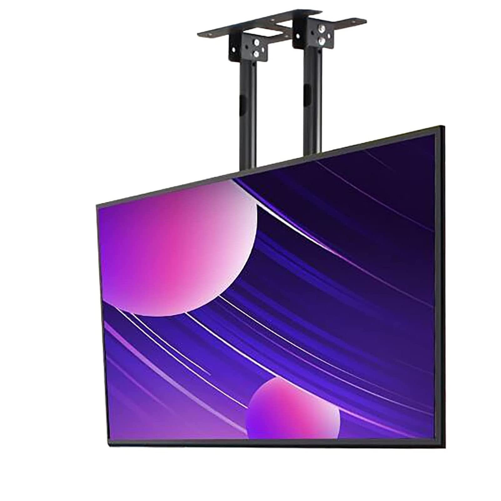 HPTHLY Ceiling Tv Mount - Dual Screen Tv Ceiling Mount For 60In-70In Tvs Telescoping Adjustable Height Pole Ceiling Bracket Fits Vaulted And Sloped Ceilings,1 (1)