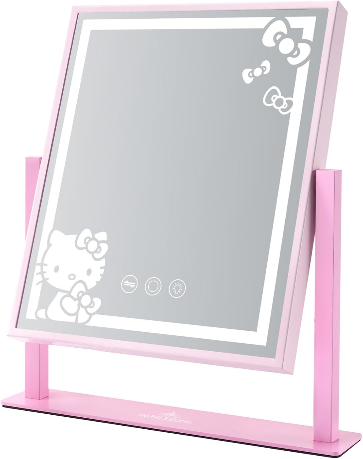 Impressions Vanity Hello Kitty Pretty Pink Tri Tone Led Makeup Mirror, Stylish Mirror with Lights and, Ideal for Your Vanity Desk or Travel Setup