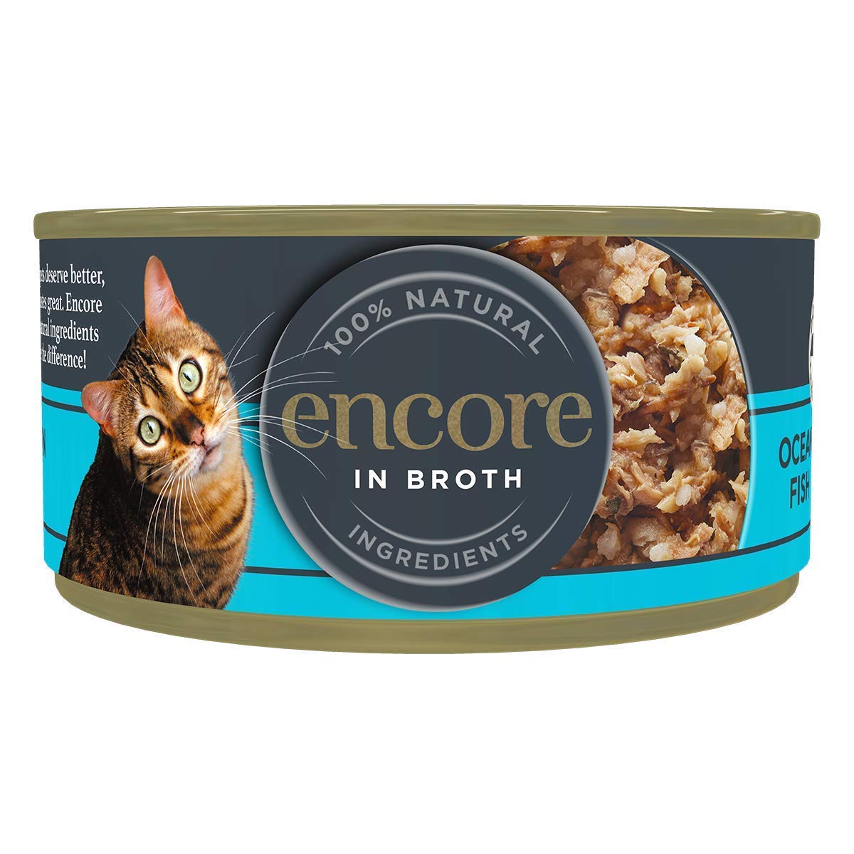 100% Natural Wet Cat Food, Ocean Fish in Broth (Pack of 16 x 70g Tins)