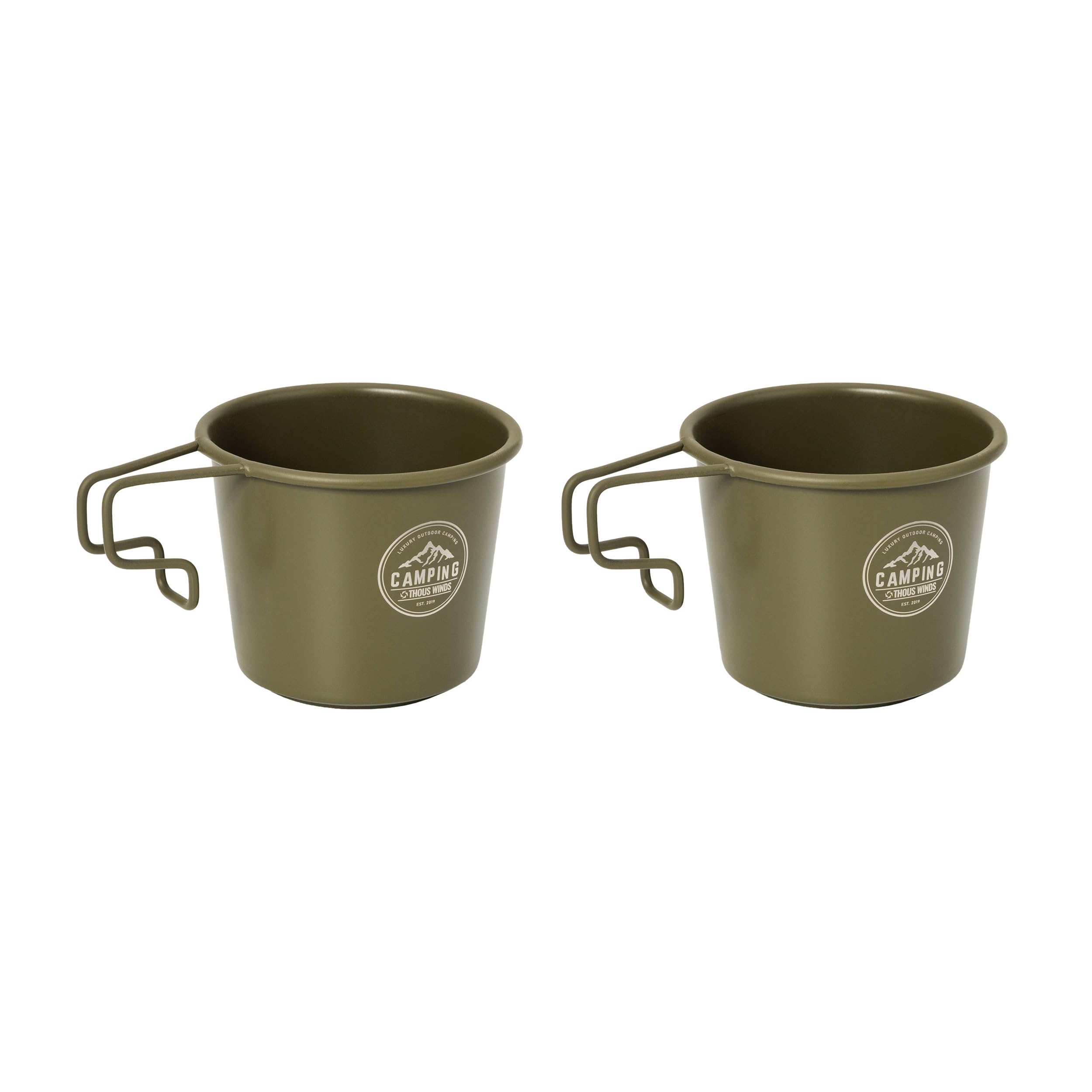 2pcs Stainless Steel Camping Sierra Cup 350ml, Olive-green