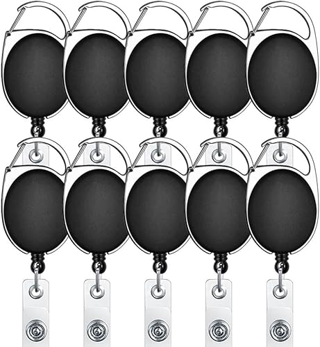 selizo 10 soportes retráctiles para insignias, clips retráctiles para tarjetas de identificación, carretes retráctiles con clip de carrete de