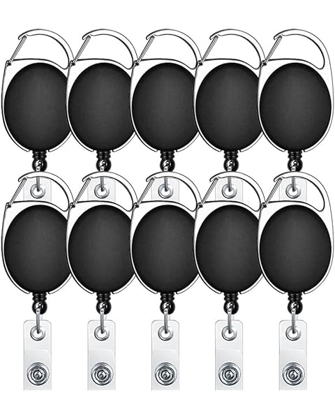 selizo 10pcs Retractable Badge Holders Retractable ID Badge Clips Badge Reels Retractable with Carabiner Reel Clip
