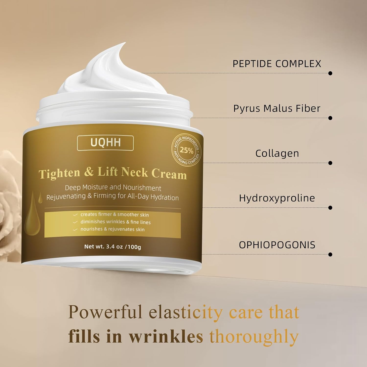 Neck Firming Cream 3.4oz – Tightening & Lifting Neck Cream for Sagging, Crepey Skin – Double Chin Reducer & Wrinkle Cream for Women – Beauty & Personal Care, Korean Neck Tightening, Skin-Tight Look