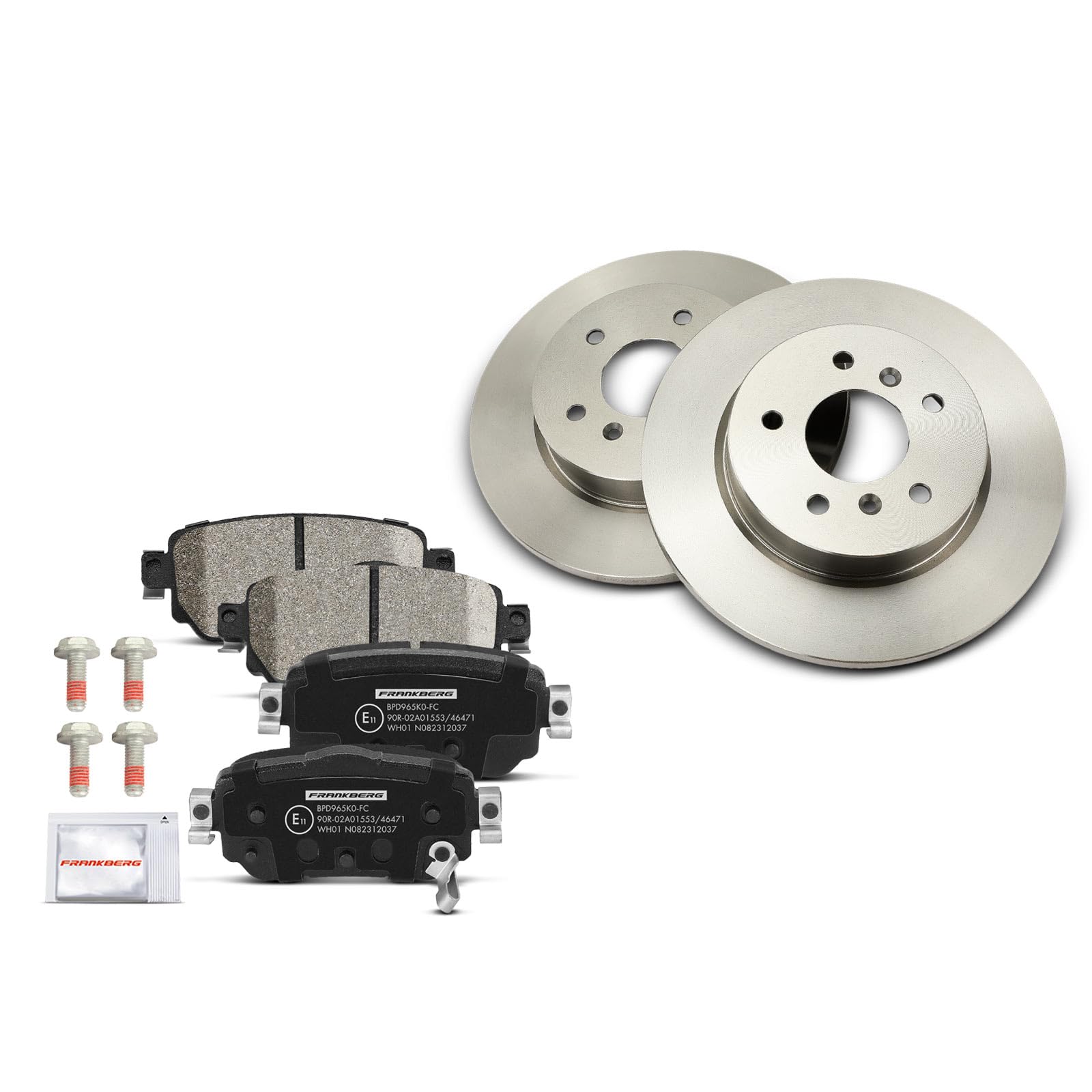 Frankberg Bremsensatz inkl. 2x Bremsscheiben + 4x Bremsbeläge Hinten Kompatibel mit Qashqai II SUV J11 J11 Kadjar HA HL Replace# 440606633R,D40604CA0A