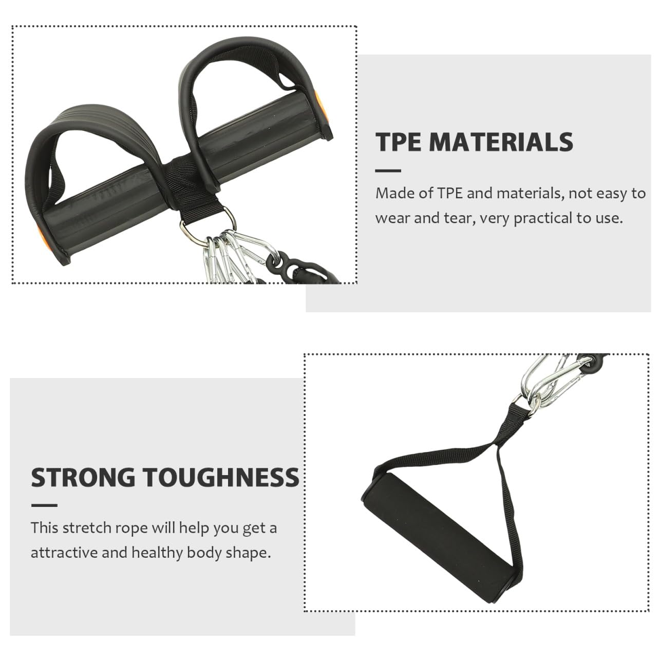 Garneck Elastico per Allenamento Pedale in Pte e Schiuma, Resistente per Fitness e Training Tricipiti, Attrezzo Palestra Multifunzione Nero