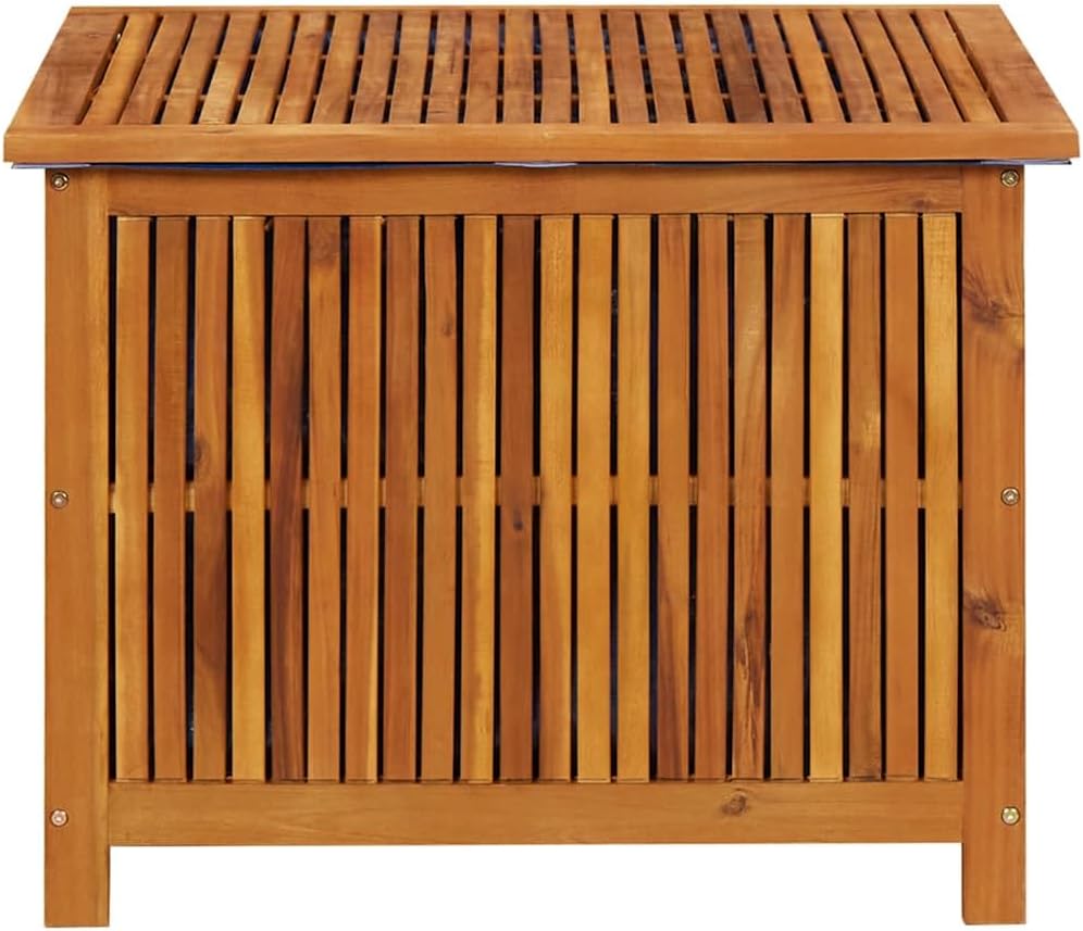 vidaXL Outdoor Storage Box, Deck Box with Lid, Storage Chest with Water-Resistant Bag Inside, 29.5''x29.5''x22.8'', Solid Acacia Wood