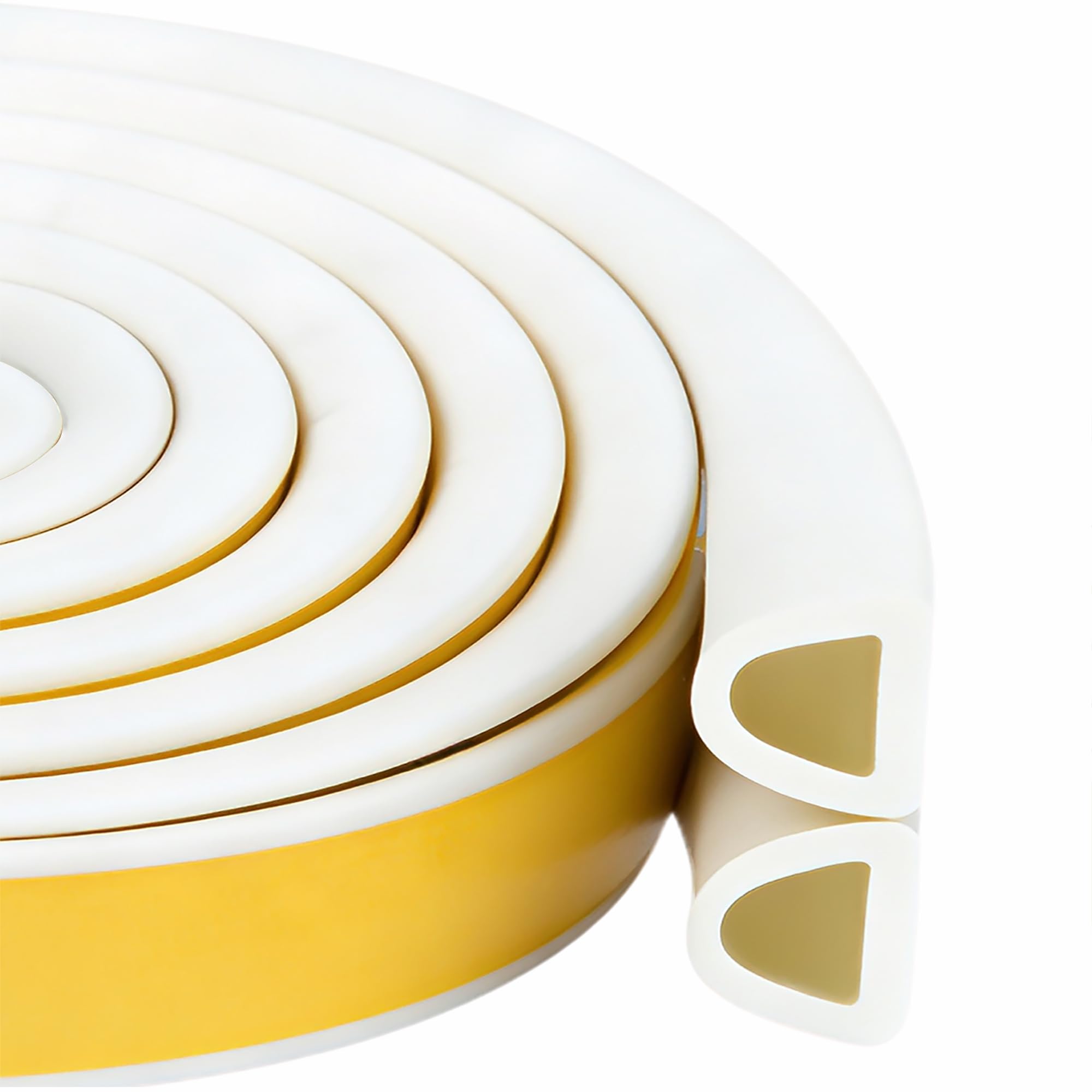 Weather Stripping Seal Strip Tape, Doors Windows Frame Self Adhesive D Type Foam Sealing Tape, 32.8Ft Rubber Soundproof Insulation Cell Foam Stripping, White