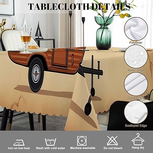 Miniatura 4 de Swono Mantel retro de 52 x 70 pulgadas para autocaravana, para campamento, exteriores, granja, comedor, mesa de comedor, antimanchas, para cocina,