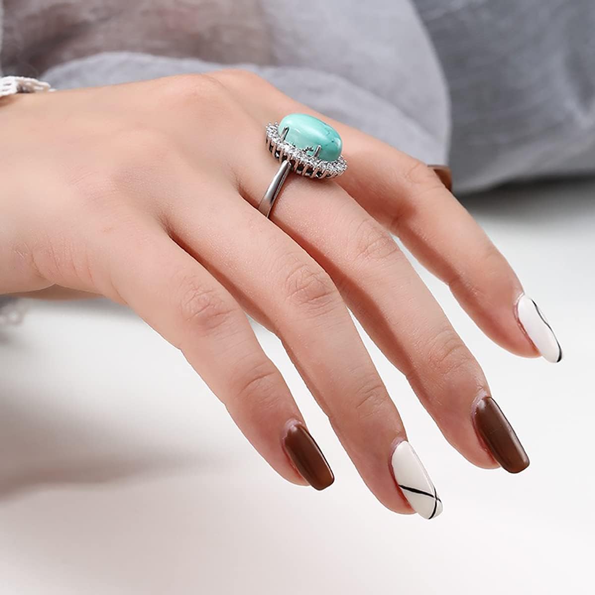 925 Sterling Silver CZ Ring Base Blank Ring Setting fit 5X7/6X8/7X9/8X10/10X12/12X16/13X18mm Oval Cabochon Gemstone Mounting for DIY Women Ring Jewelry Making Accessories