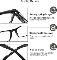 Vista 3 de BIENCOOL 6 Pack Reading Glasses Traditional Frames for Men and Women Readers with Spring Loaded Hinges 6 Pack Black