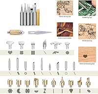 Vista 4 de BESTZO Kit de herramientas de combustión de leña LCD con soldador, kit de herramientas de pirografía con grabado en relieve, tallado, punta