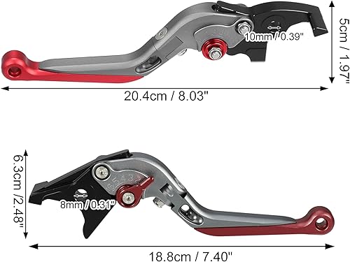 Miniatura 4 de uxcell 1 par de palancas de embrague de freno de motocicleta ajustables plegables para Suzuki Gixxer Sf250 2020-2021 tono titanio rojo