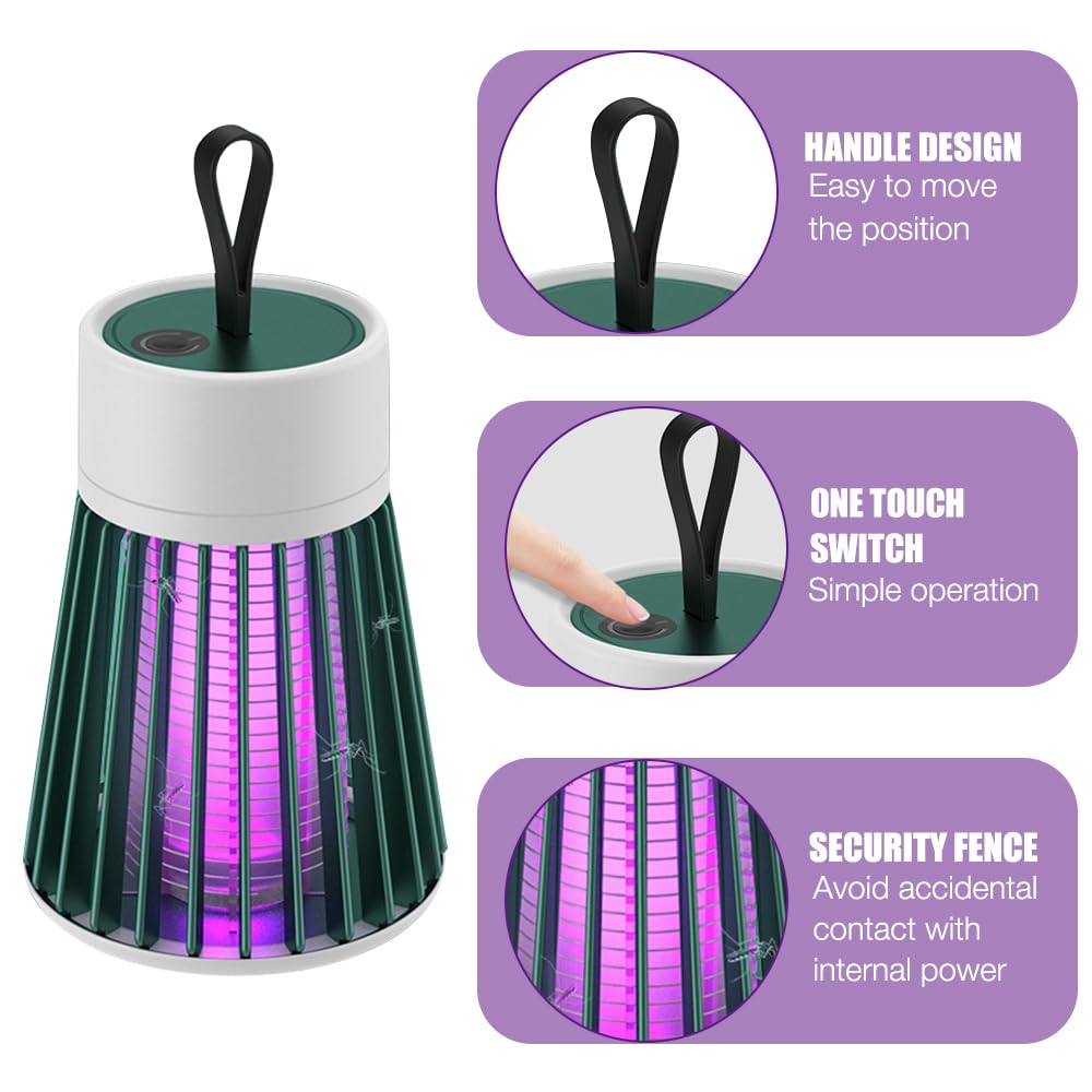 Lampe Anti Moustique, 2 Pcs Lampe Anti Moustique Rechargeable, UV Electrique Moustiques, Appareil Anti Moustique Solaire & Rechargeable par USB, pour Camping Intérieur Extérieur (Grün + Weiß)