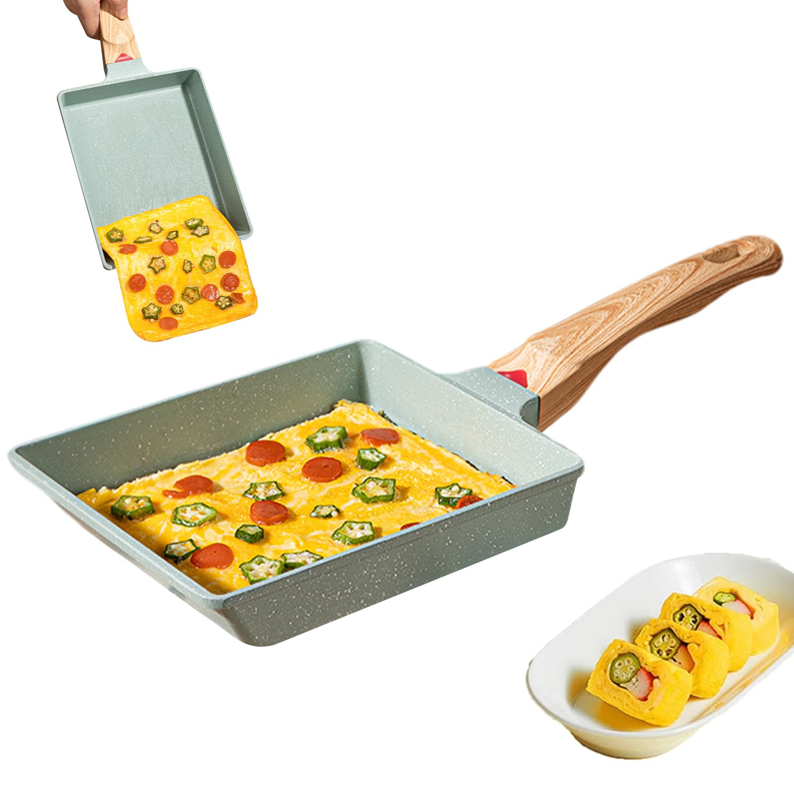 Poêle à omelette japonaise antiadhésive pour un roulage parfait de vos œufs carrés