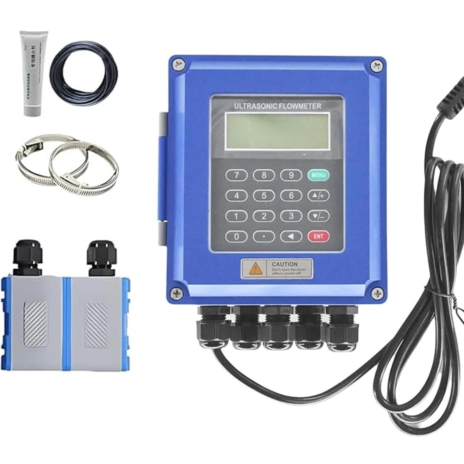 JIANGYUXINLI Clamp-on Ultrasonic Flow Meter TUF-2000B, Digital Portable Flowmeter for Liquid, Water, Oil, Sewage Measurement with Display for DN15 to DN6000mm Pipes