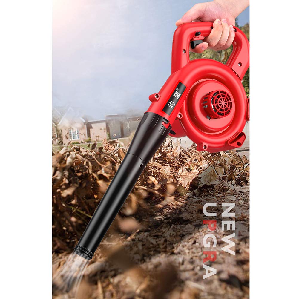 Soffiatore e aspirafoglie Elettrico, spazzatrice per la Pulizia del Giardino Soffiaggio/evacuazione della Neve, Cavo di Alimentazione da 8 m, Motore Turbo da 2800W, Rosso