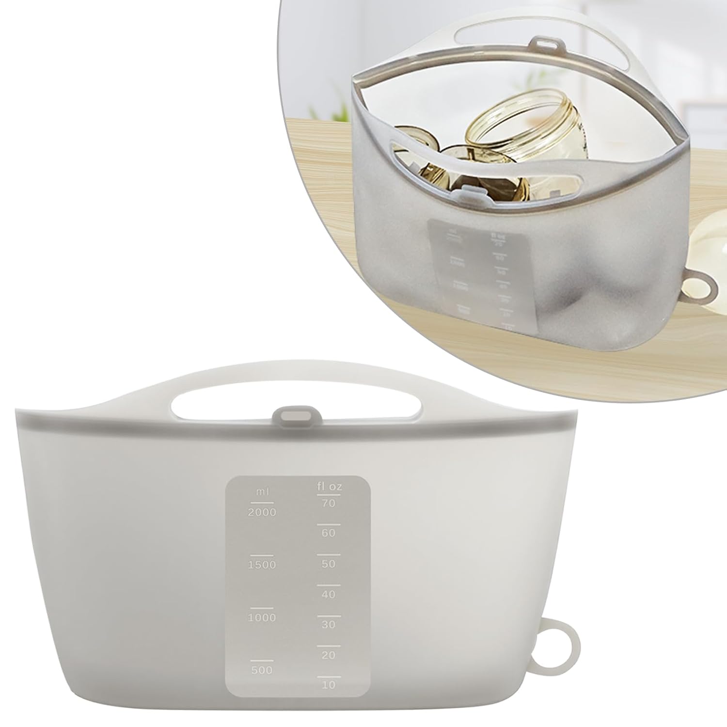 Silicone Microwave Steam Sterilizer Bag for Baby Reusable Quick Sterilizing Bag for Bottles Breast Pump Parts Toddler Accessories Great for Travel - 2000ml Grey